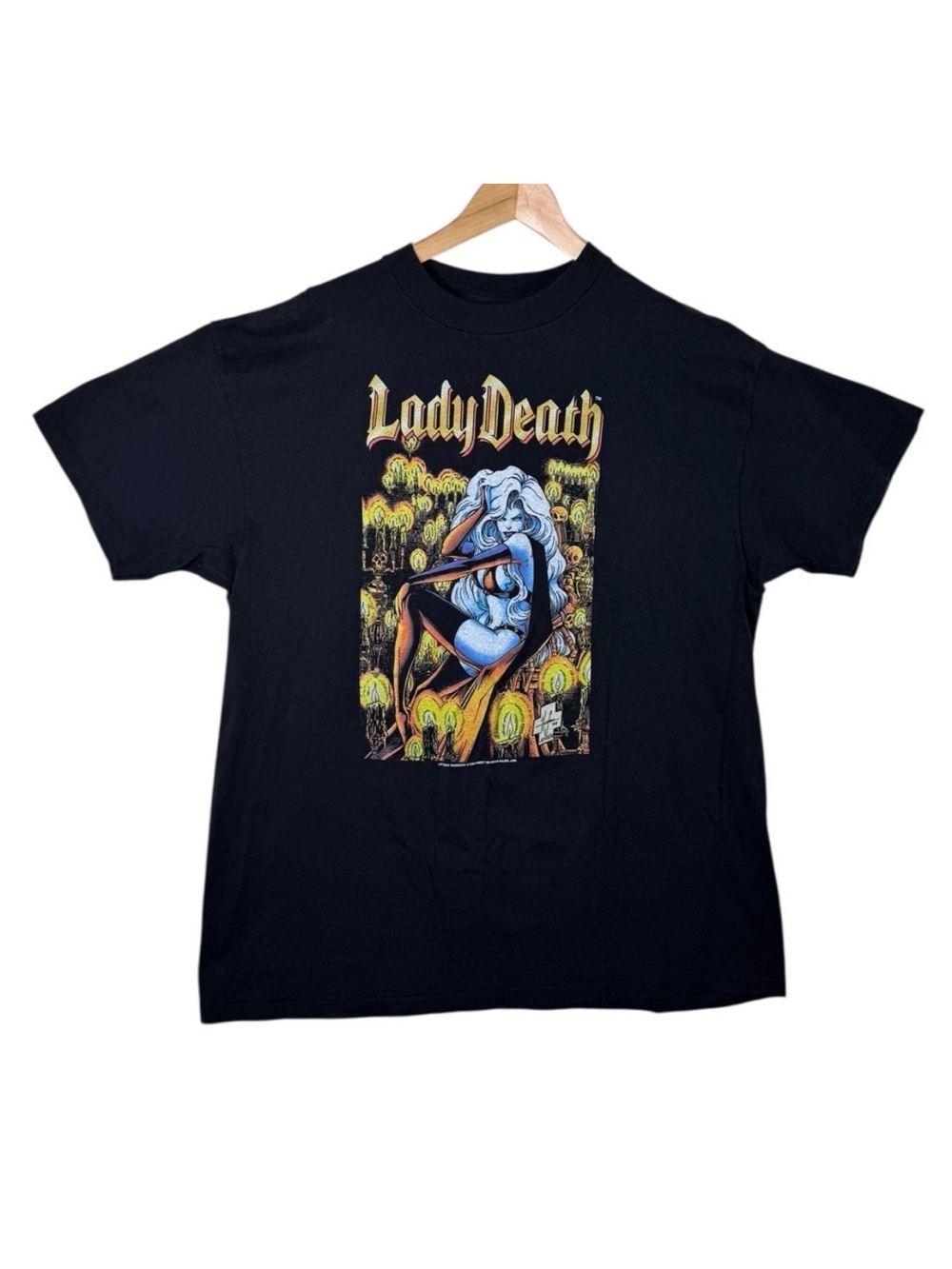 VTG 1994 Lady Death T-Shirt Short Sleeve Shirt Black Single Stitch Adult Size XL